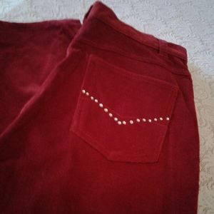 🌺 NWT Birch Hill Red Velveteen High Rise Jeans/Pants